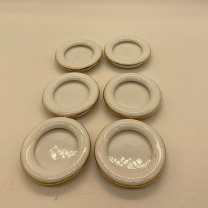 New Vintage  6 White Gold Edge Mini Porcelain Frames - Magnets - Made in Japan